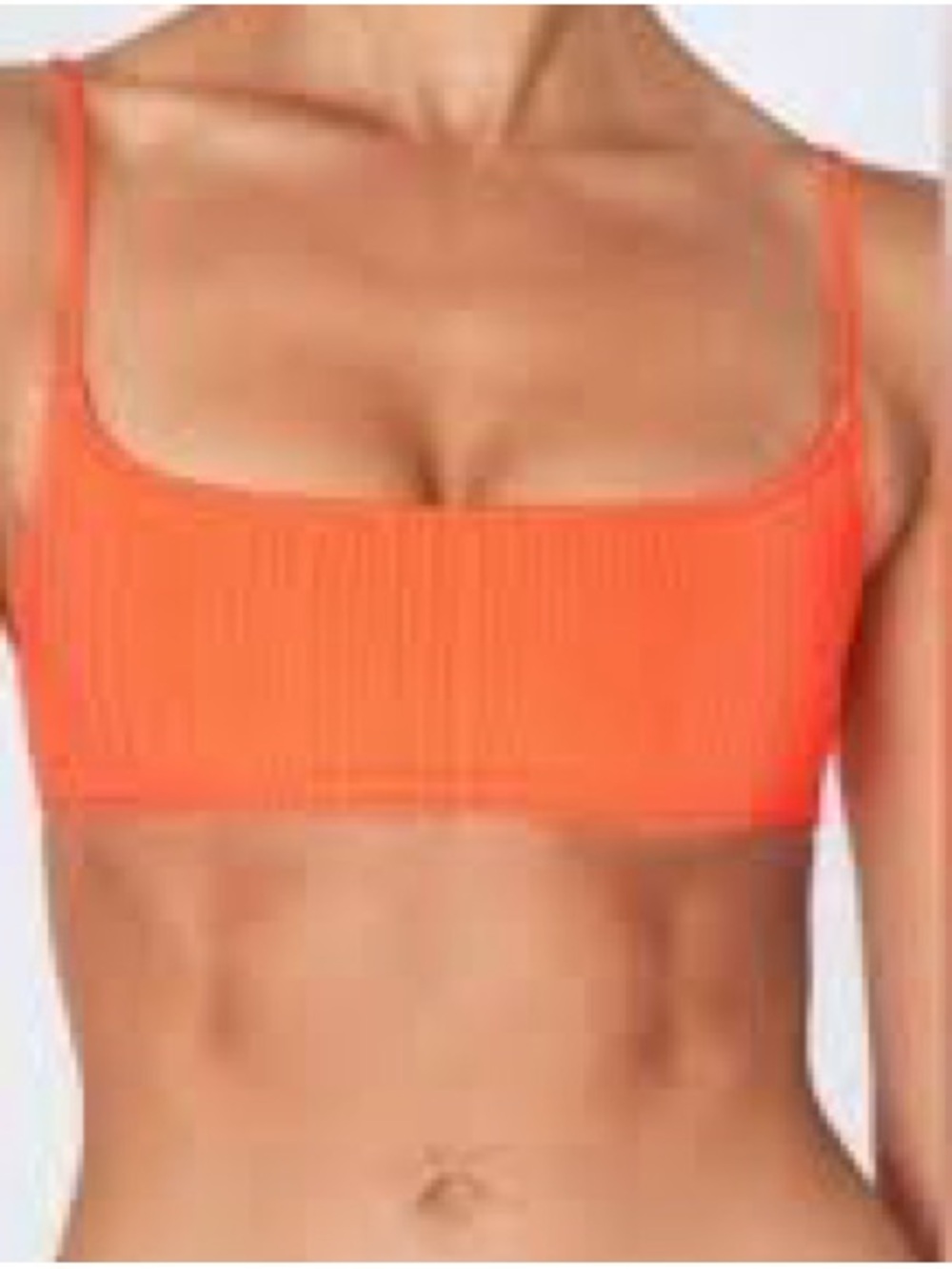 Triangl Ribbed Neon Orange Scoop Bikini Top